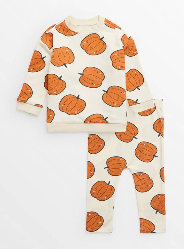 Cream Pumpkin Print Sweatshirt & Joggers Set 18-24 months
